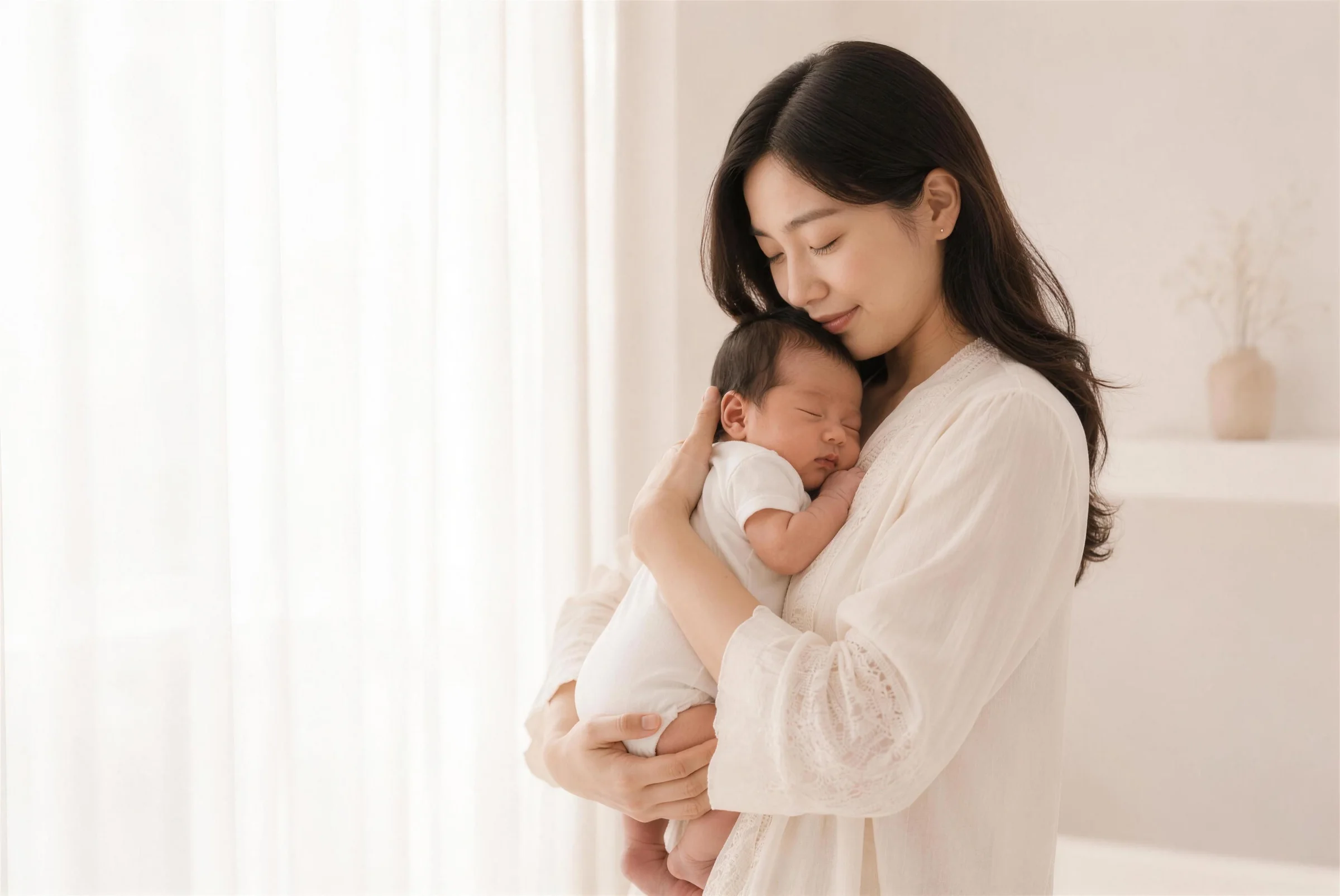 초음파 사진을 든 임산부와 배를 감싼 두 손