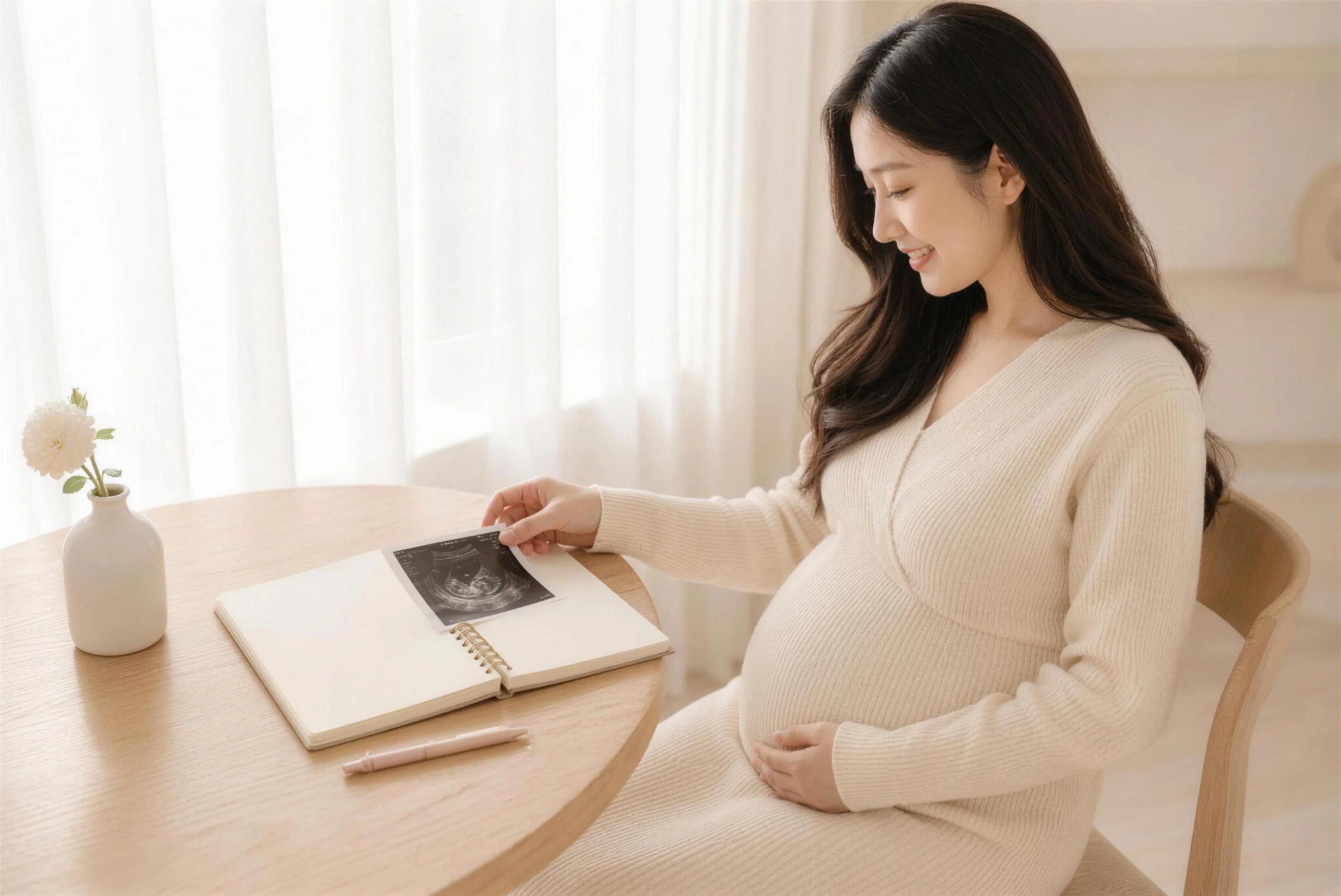 전문가에게 케어를 받고 있는 임산부