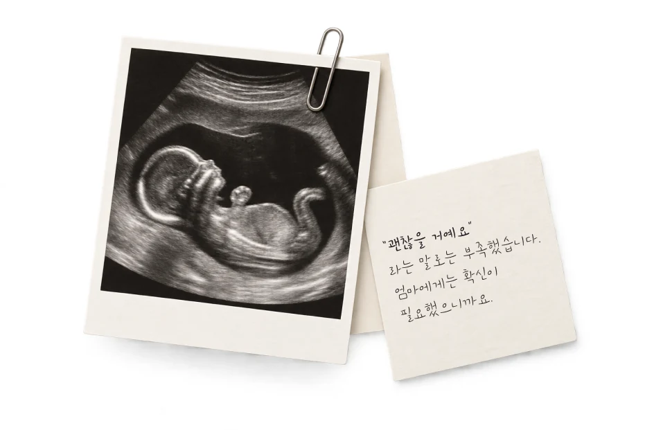 초음파 사진과 손으로 쓴 메모 — “괜찮을 거예요”라는 말로는 부족했습니다. 엄마에게는 확신이 필요했으니까요.